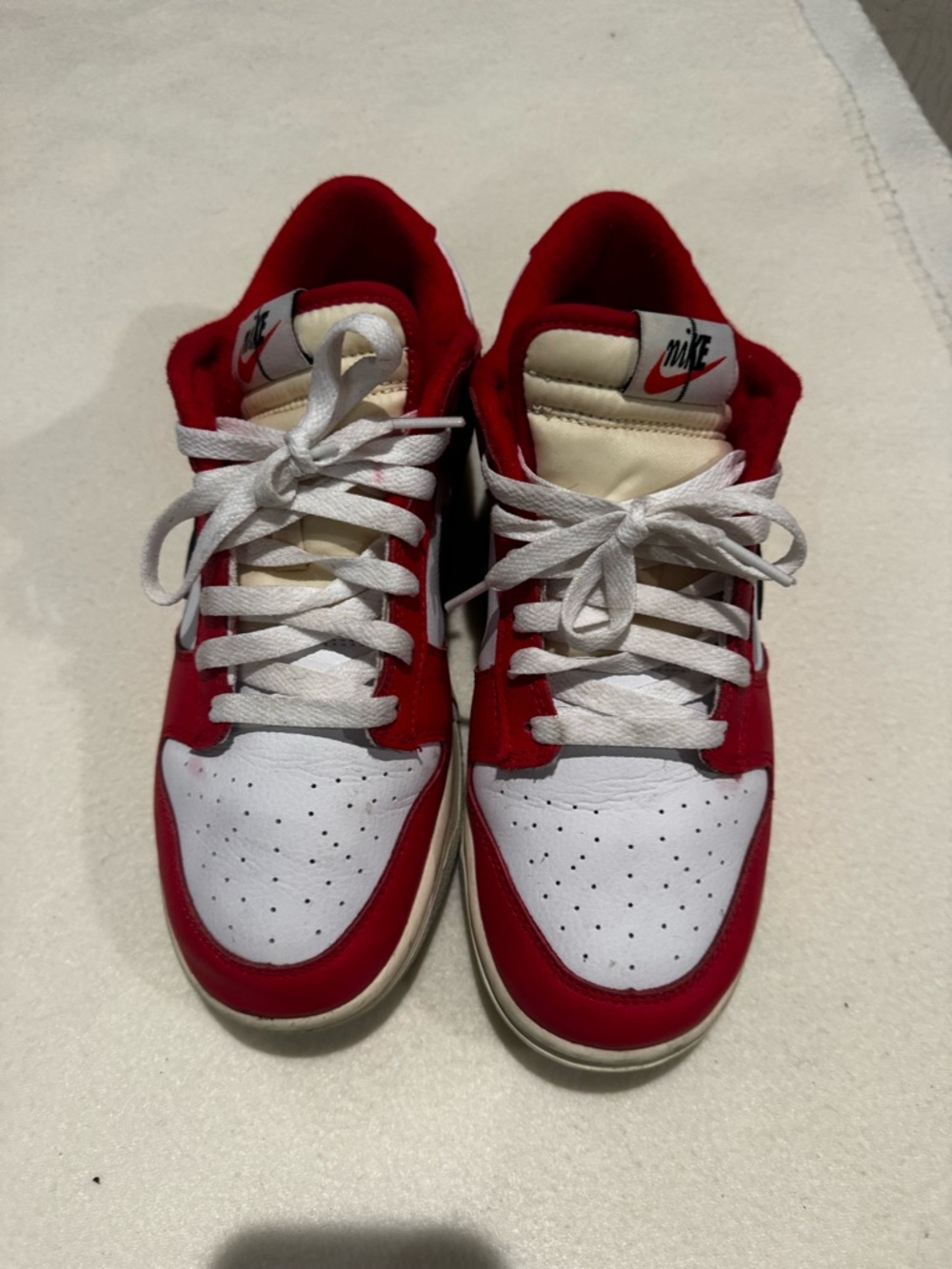 Nike White and Red Low-Top Sneakers
